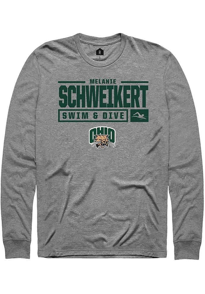 Melanie Schweikert  Ohio Bobcats Graphite Rally NIL Stacked Box Long Sleeve T Shirt
