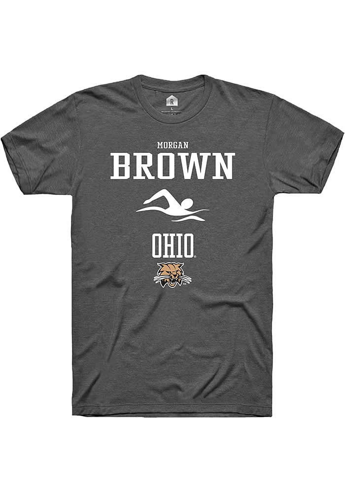 Morgan Brown  Ohio Bobcats Dark Grey Rally NIL Sport Icon Short Sleeve T Shirt