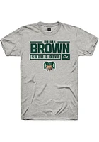 Morgan Brown  Ohio Bobcats Ash Rally NIL Stacked Box Short Sleeve T Shirt