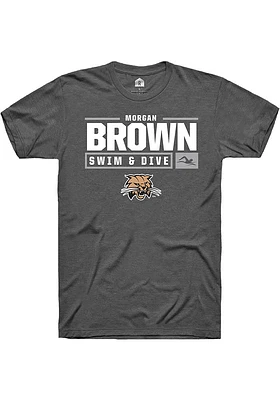 Morgan Brown  Ohio Bobcats Dark Grey Rally NIL Stacked Box Short Sleeve T Shirt