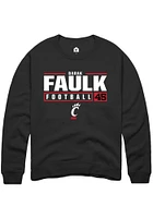 Barak Faulk Rally Cincinnati Bearcats Mens NIL Stacked Box Long Sleeve Crew Sweatshirt