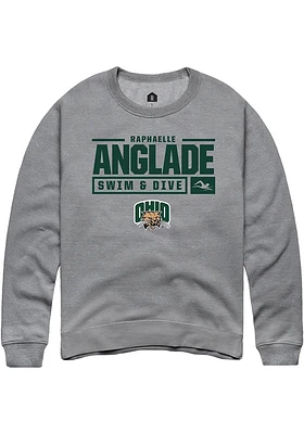 Raphaelle Anglade  Rally Ohio Bobcats Mens Graphite NIL Stacked Box Long Sleeve Crew Sweatshirt