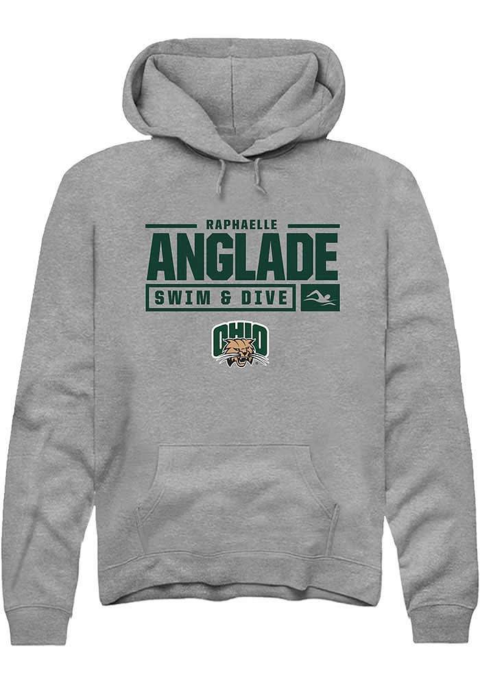 Raphaelle Anglade  Rally Ohio Bobcats Mens Graphite NIL Stacked Box Long Sleeve Hoodie