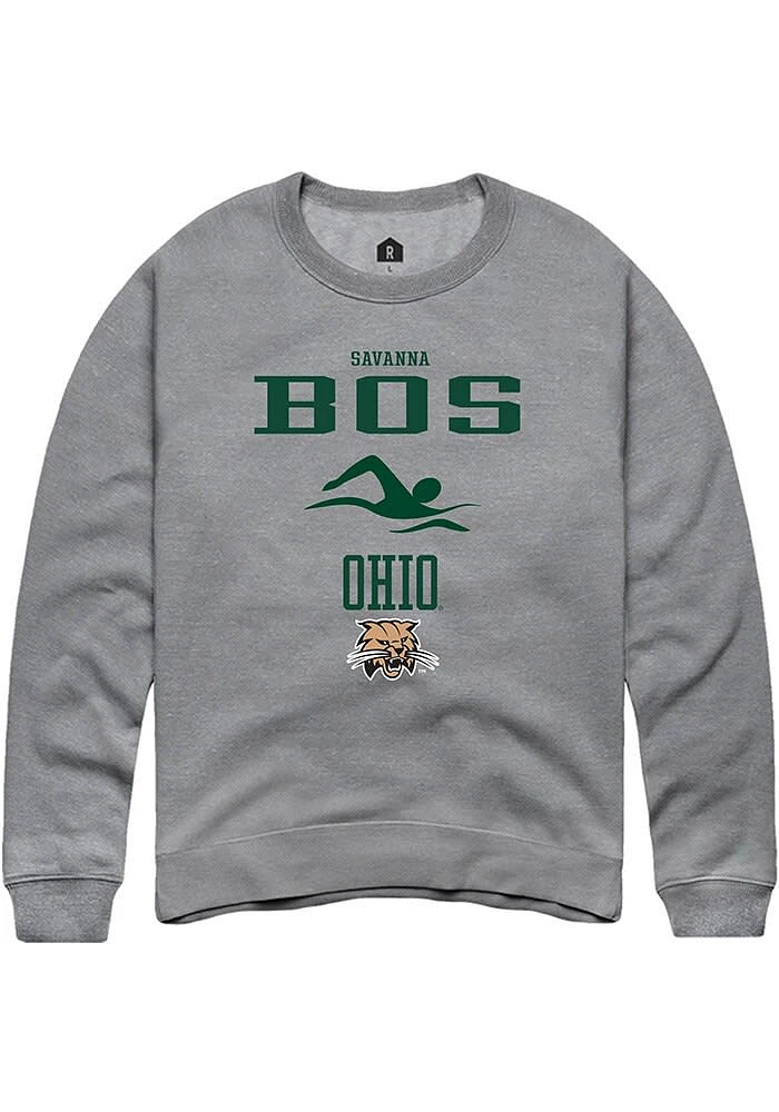 Savanna Bos Rally Ohio Bobcats Mens Graphite NIL Sport Icon Long Sleeve Crew Sweatshirt