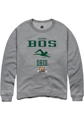 Savanna Bos  Rally Ohio Bobcats Mens Graphite NIL Sport Icon Long Sleeve Crew Sweatshirt