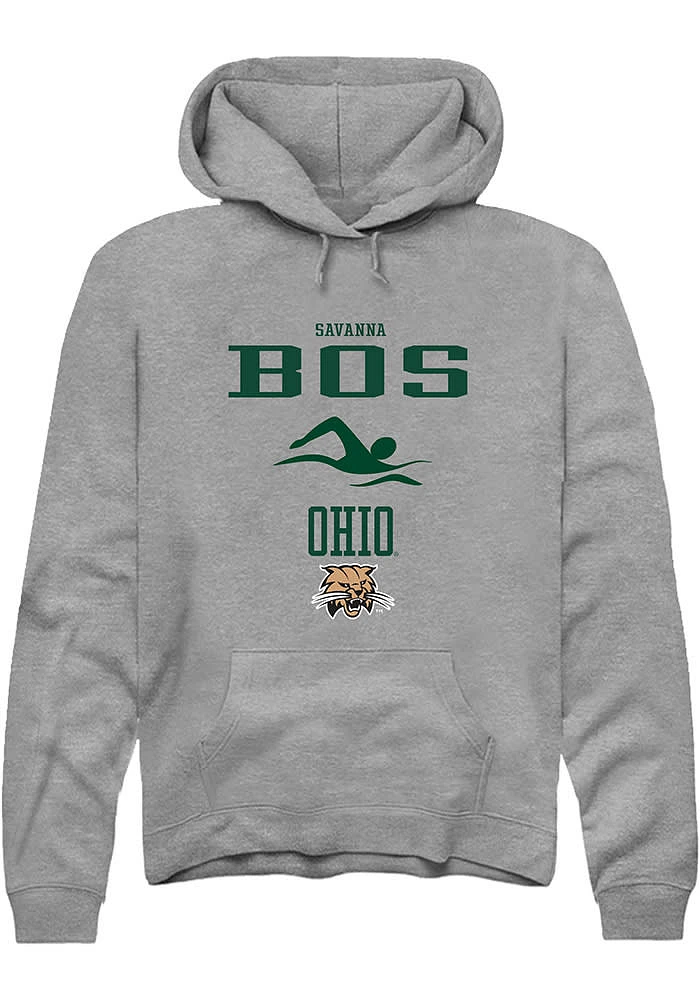 Savanna Bos Rally Ohio Bobcats Mens Graphite NIL Sport Icon Long Sleeve Hoodie