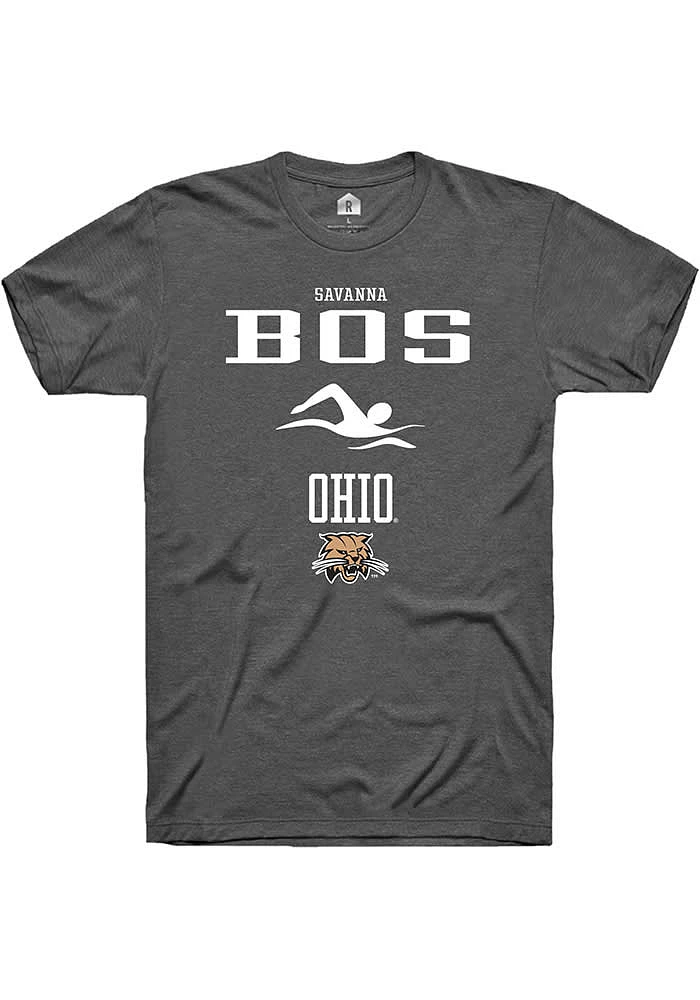 Savanna Bos Ohio Bobcats Dark Grey Rally NIL Sport Icon Short Sleeve T Shirt