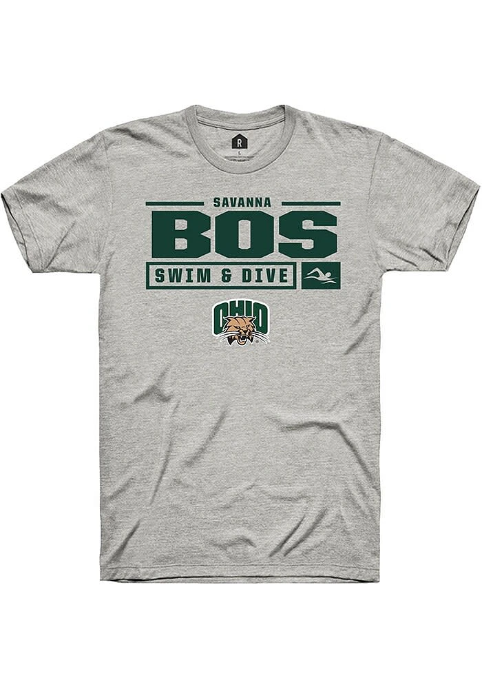 Savanna Bos Ohio Bobcats Ash Rally NIL Stacked Box Short Sleeve T Shirt