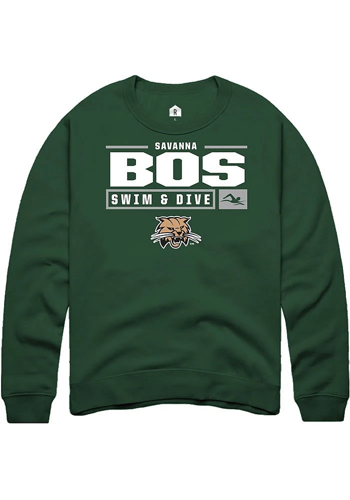Savanna Bos Rally Ohio Bobcats Mens NIL Stacked Box Long Sleeve Crew Sweatshirt