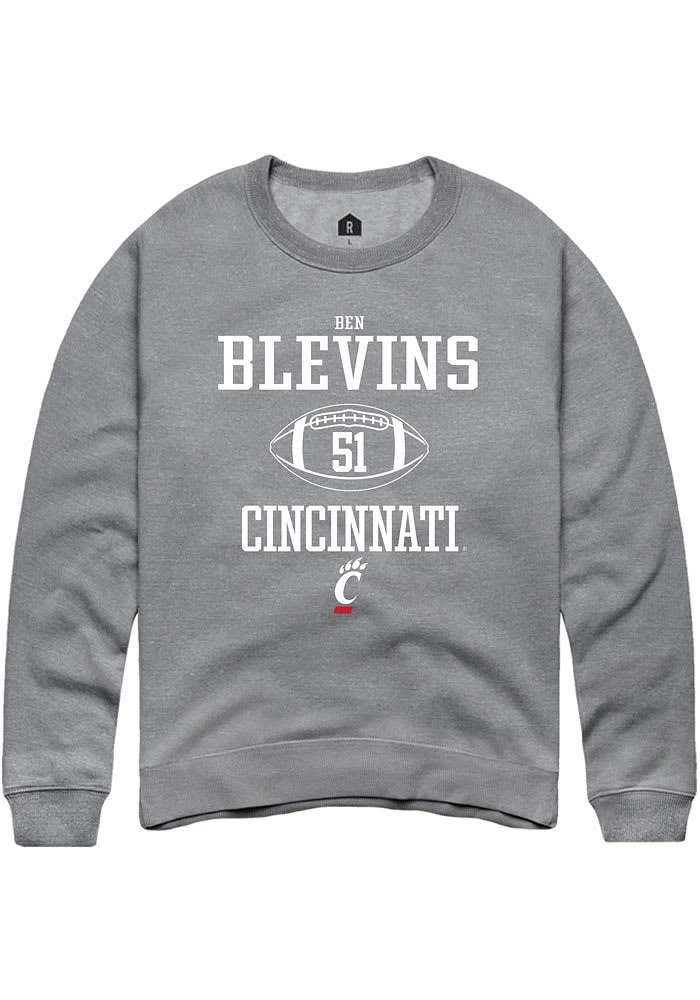 Ben Blevins  Rally Cincinnati Bearcats Mens Graphite NIL Sport Icon Long Sleeve Crew Sweatshirt