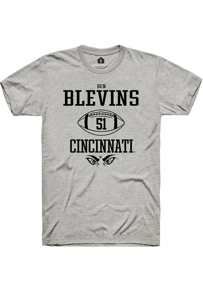 Ben Blevins  Cincinnati Bearcats Ash Rally NIL Sport Icon Short Sleeve T Shirt