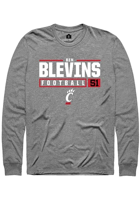 Ben Blevins  Cincinnati Bearcats Graphite Rally NIL Stacked Box Long Sleeve T Shirt