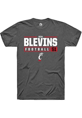 Ben Blevins  Cincinnati Bearcats Dark Grey Rally NIL Stacked Box Short Sleeve T Shirt