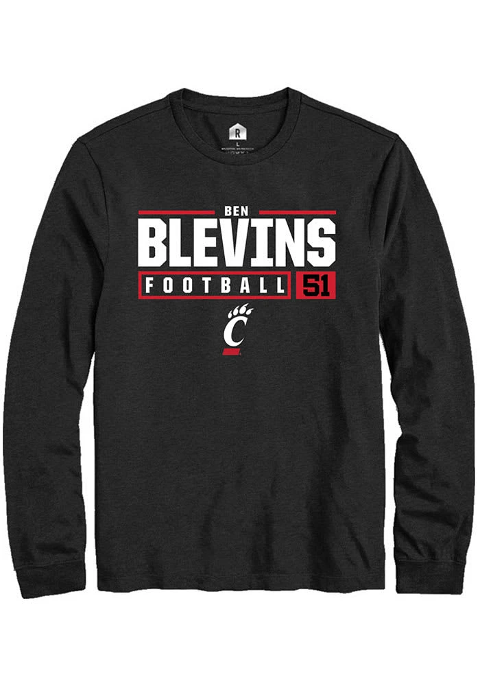 Ben Blevins Cincinnati Bearcats Rally NIL Stacked Box Long Sleeve T Shirt