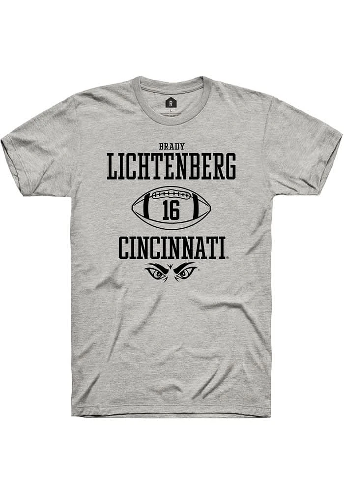 Brady Lichtenberg  Cincinnati Bearcats Ash Rally NIL Sport Icon Short Sleeve T Shirt