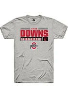 Caleb Downs  Ohio State Buckeyes Ash Rally NIL Stacked Box Short Sleeve T Shirt