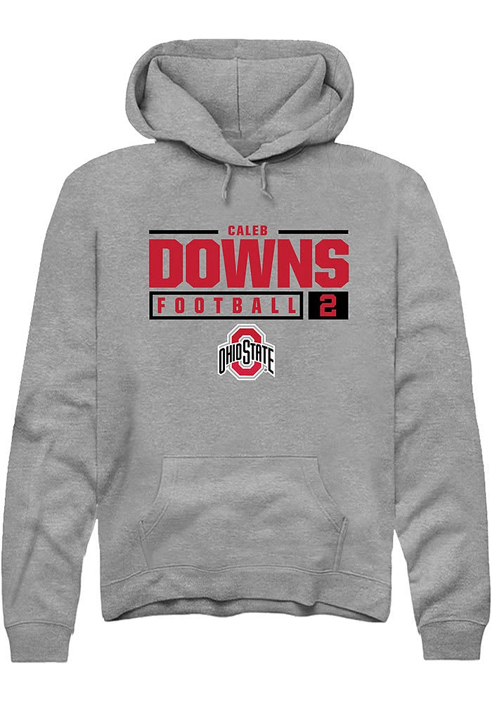 Caleb Downs  Rally Ohio State Buckeyes Mens Graphite NIL Stacked Box Long Sleeve Hoodie