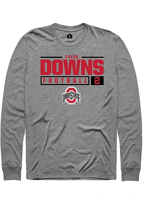 Caleb Downs  Ohio State Buckeyes Graphite Rally NIL Stacked Box Long Sleeve T Shirt