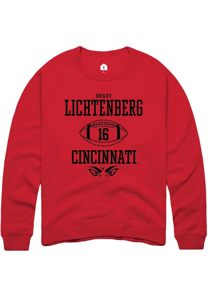 Brady Lichtenberg  Rally Cincinnati Bearcats Mens Red NIL Sport Icon Long Sleeve Crew Sweatshirt