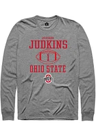 Quinshon Judkins  Ohio State Buckeyes Graphite Rally NIL Sport Icon Long Sleeve T Shirt