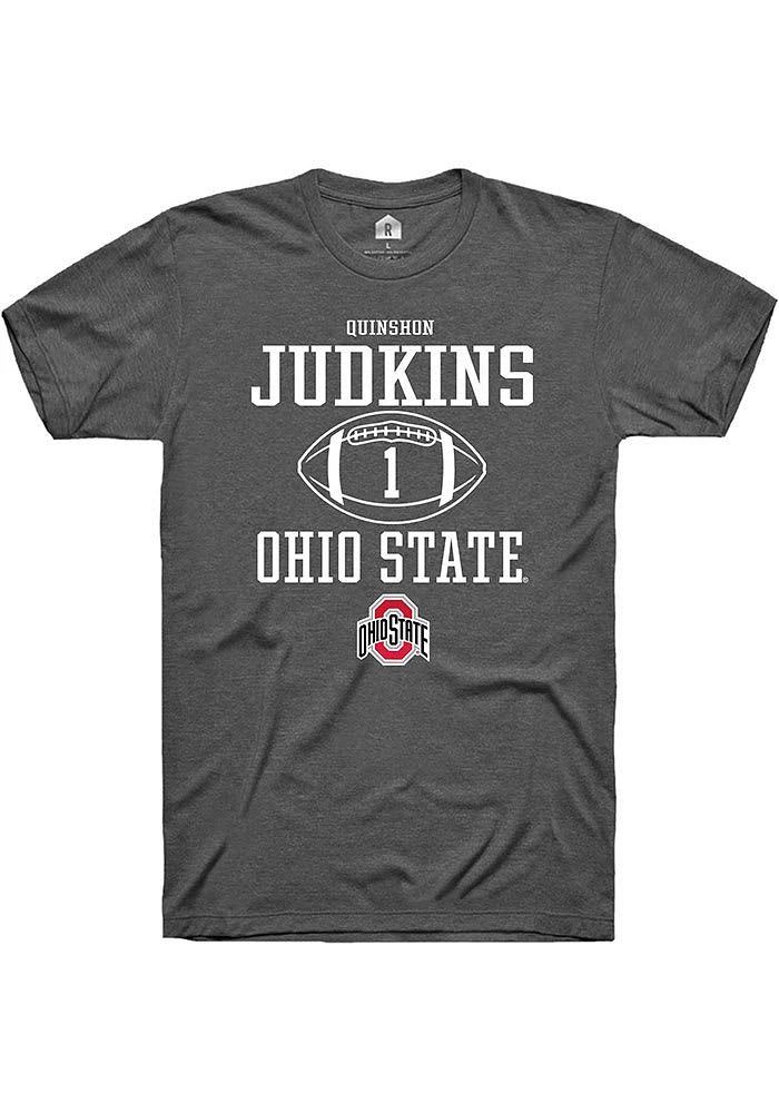 Quinshon Judkins  Ohio State Buckeyes Dark Grey Rally NIL Sport Icon Short Sleeve T Shirt