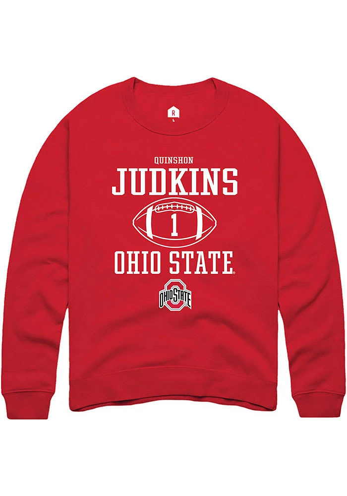 Quinshon Judkins  Rally Ohio State Buckeyes Mens Red NIL Sport Icon Long Sleeve Crew Sweatshirt