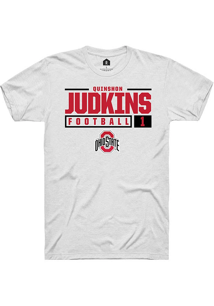 Quinshon Judkins Ohio State Buckeyes Rally NIL Stacked Box Short Sleeve T Shirt