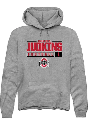 Quinshon Judkins  Rally Ohio State Buckeyes Mens Graphite NIL Stacked Box Long Sleeve Hoodie