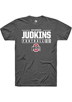 Quinshon Judkins  Ohio State Buckeyes Dark Grey Rally NIL Stacked Box Short Sleeve T Shirt