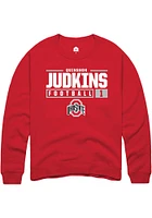 Quinshon Judkins  Rally Ohio State Buckeyes Mens Red NIL Stacked Box Long Sleeve Crew Sweatshirt