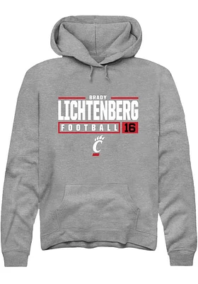 Brady Lichtenberg  Rally Cincinnati Bearcats Mens Graphite NIL Stacked Box Long Sleeve Hoodie