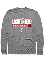 Brady Lichtenberg  Cincinnati Bearcats Graphite Rally NIL Stacked Box Long Sleeve T Shirt