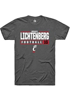 Brady Lichtenberg  Cincinnati Bearcats Dark Grey Rally NIL Stacked Box Short Sleeve T Shirt