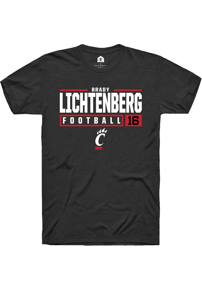 Brady Lichtenberg Cincinnati Bearcats Rally NIL Stacked Box Short Sleeve T Shirt