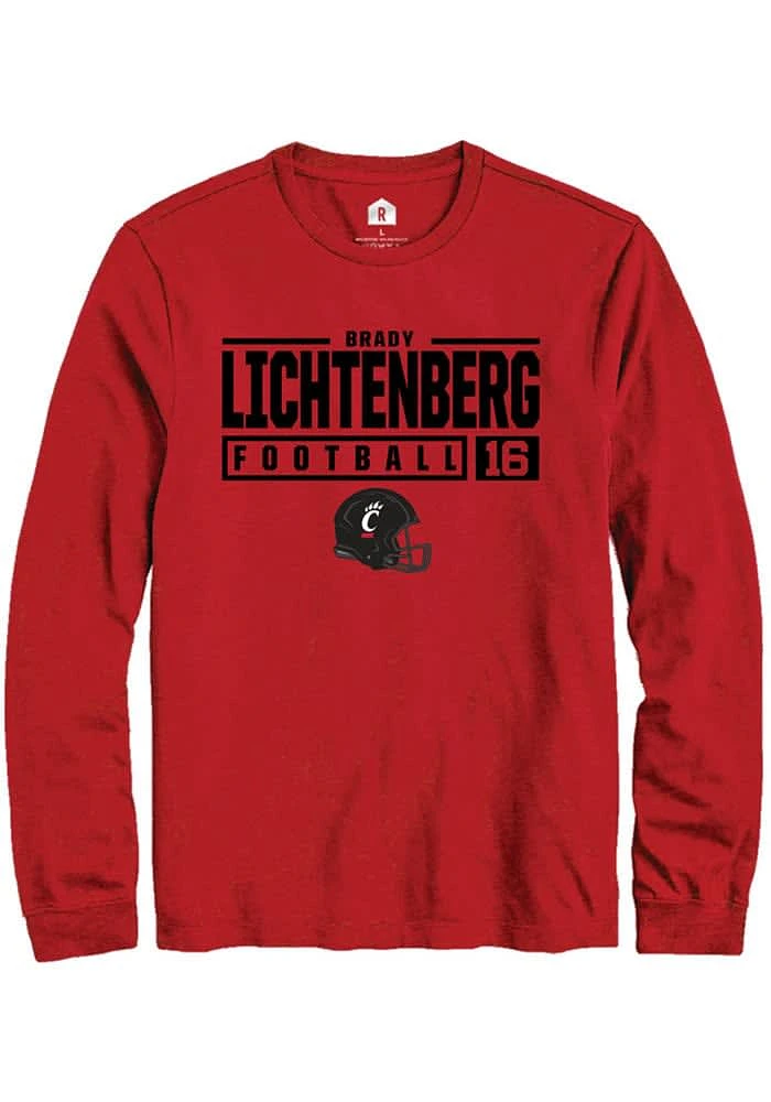 Brady Lichtenberg Cincinnati Bearcats Rally NIL Stacked Box Long Sleeve T Shirt