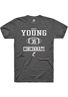 Brady Young  Cincinnati Bearcats Dark Grey Rally NIL Sport Icon Short Sleeve T Shirt