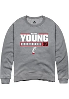 Brady Young  Rally Cincinnati Bearcats Mens Graphite NIL Stacked Box Long Sleeve Crew Sweatshirt