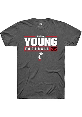 Brady Young  Cincinnati Bearcats Dark Grey Rally NIL Stacked Box Short Sleeve T Shirt