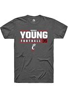 Brady Young  Cincinnati Bearcats Dark Grey Rally NIL Stacked Box Short Sleeve T Shirt