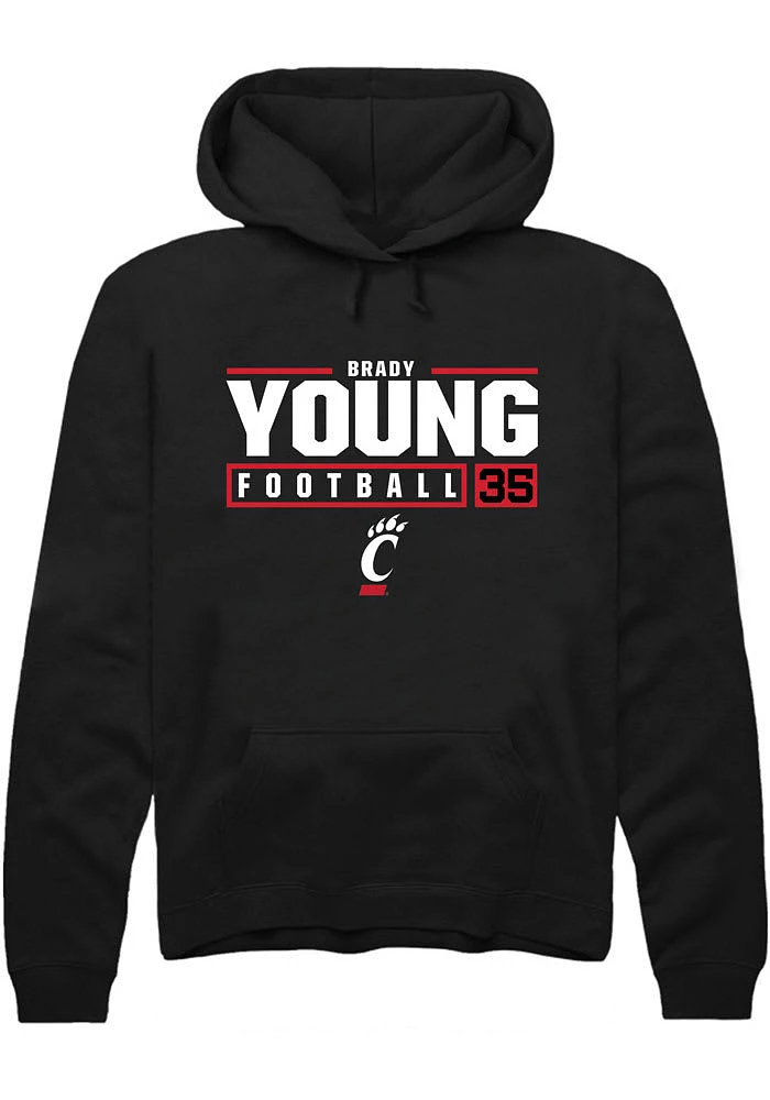 Brady Young Rally Cincinnati Bearcats Mens NIL Stacked Box Long Sleeve Hoodie