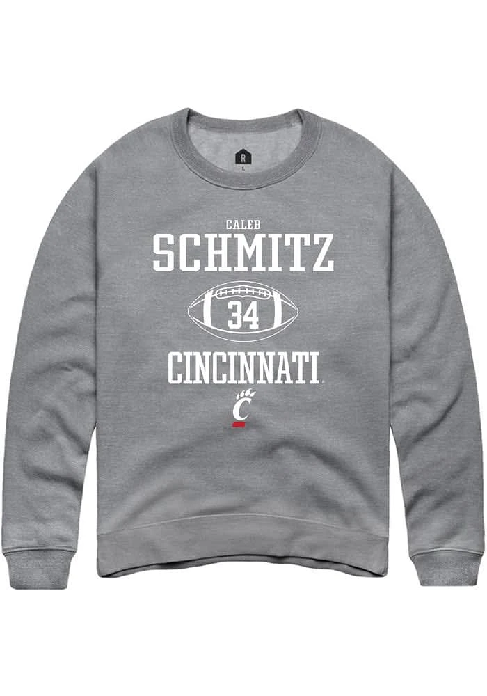 Caleb Schmitz  Rally Cincinnati Bearcats Mens Graphite NIL Sport Icon Long Sleeve Crew Sweatshir..