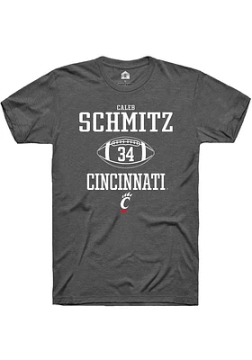 Caleb Schmitz  Cincinnati Bearcats Dark Grey Rally NIL Sport Icon Short Sleeve T Shirt