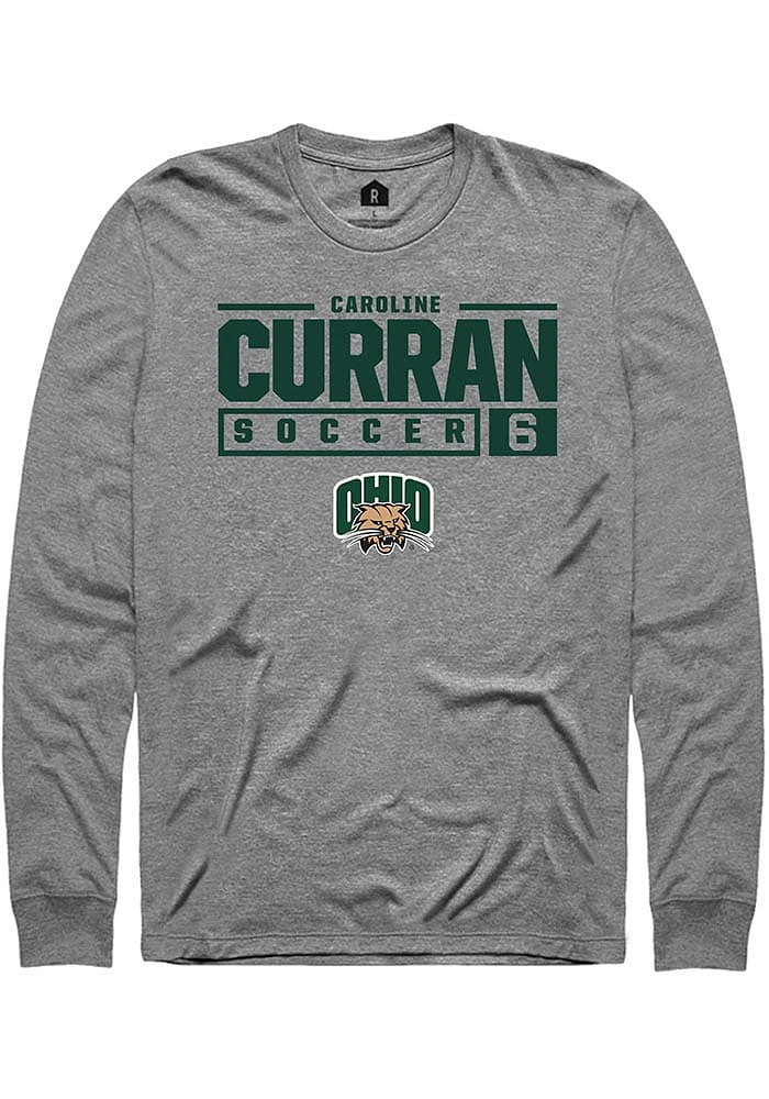 Caroline Curran  Ohio Bobcats Graphite Rally NIL Stacked Box Long Sleeve T Shirt