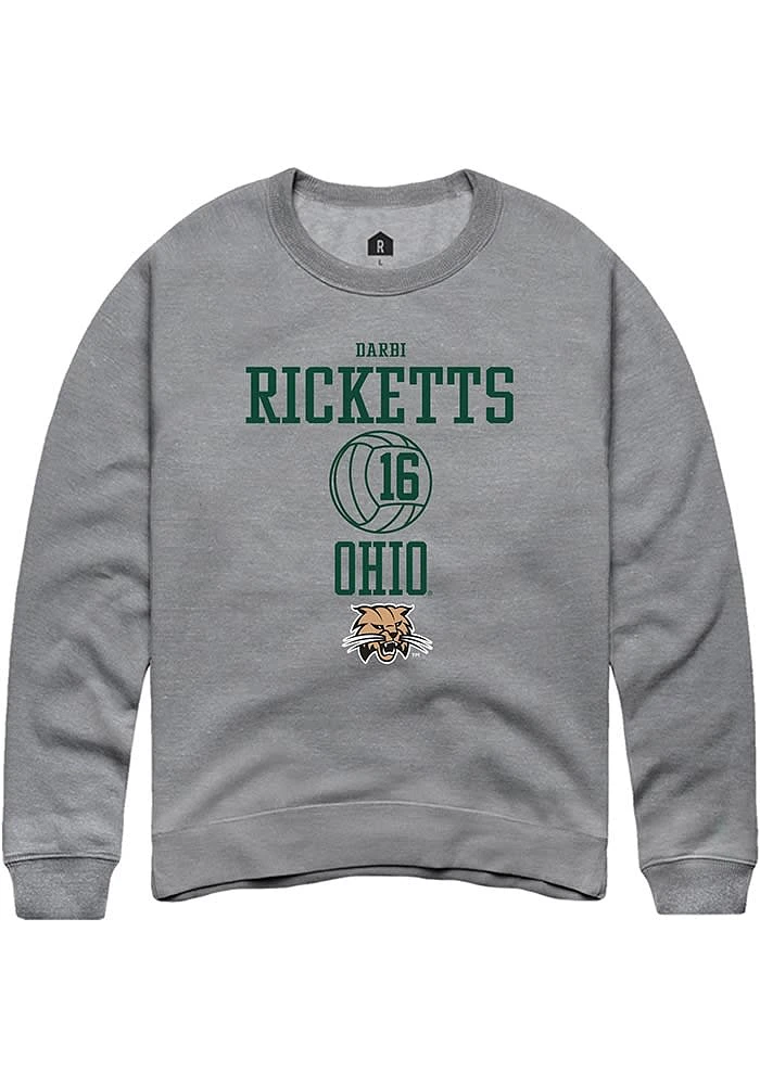 Darbi Ricketts Rally Ohio Bobcats Mens Graphite NIL Sport Icon Long Sleeve Crew Sweatshirt