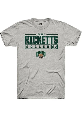 Darbi Ricketts  Ohio Bobcats Ash Rally NIL Stacked Box Short Sleeve T Shirt