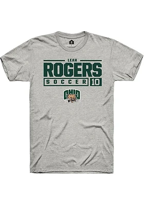 Leah Rogers  Ohio Bobcats Ash Rally NIL Stacked Box Short Sleeve T Shirt