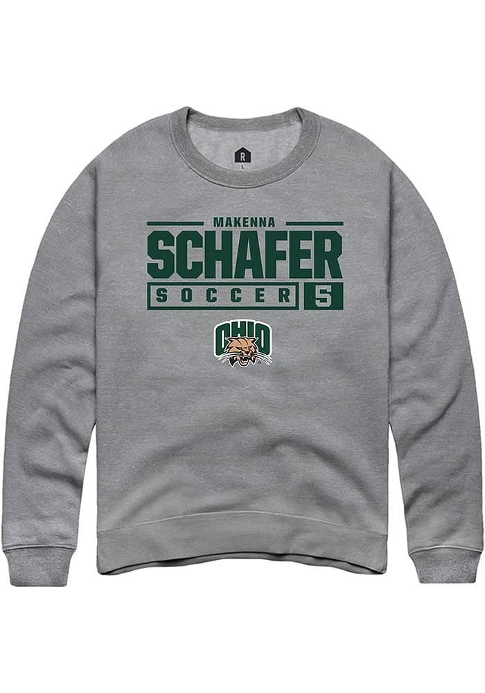 Makenna Schafer  Rally Ohio Bobcats Mens Graphite NIL Stacked Box Long Sleeve Crew Sweatshirt