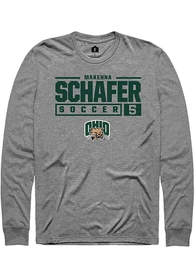 Makenna Schafer  Ohio Bobcats Graphite Rally NIL Stacked Box Long Sleeve T Shirt