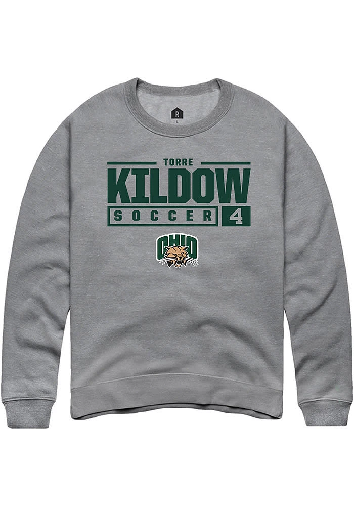 Torre Kildow  Rally Ohio Bobcats Mens Graphite NIL Stacked Box Long Sleeve Crew Sweatshirt