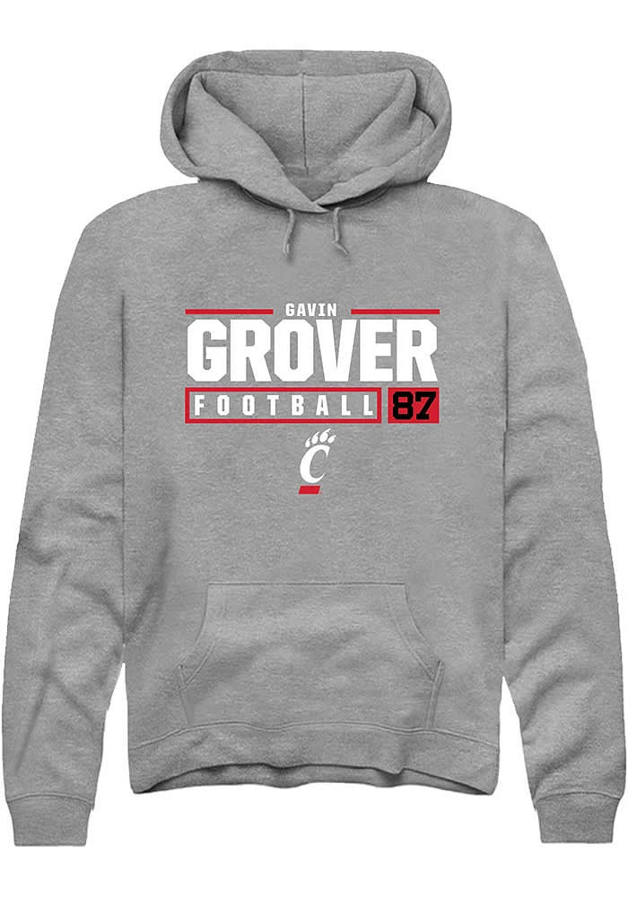 Gavin Grover  Rally Cincinnati Bearcats Mens Graphite NIL Stacked Box Long Sleeve Hoodie